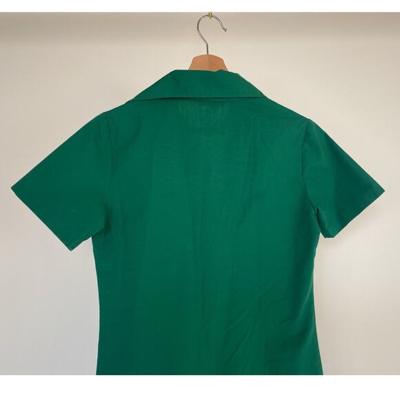 Vintage 60s 70s Sears Green Dagger Collar Top / Sz S / Folk Retro Boho Hippie - Picture 6 of 8